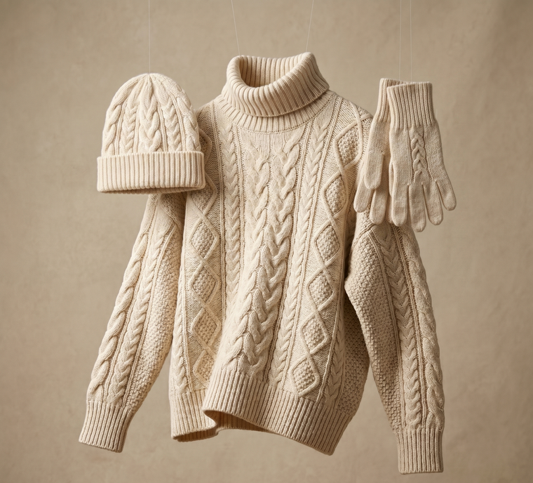 Soft cream knit fabric &mdash; Saydan craftsmanship